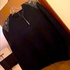 Black J. Crew sweater with Shoulder Beading